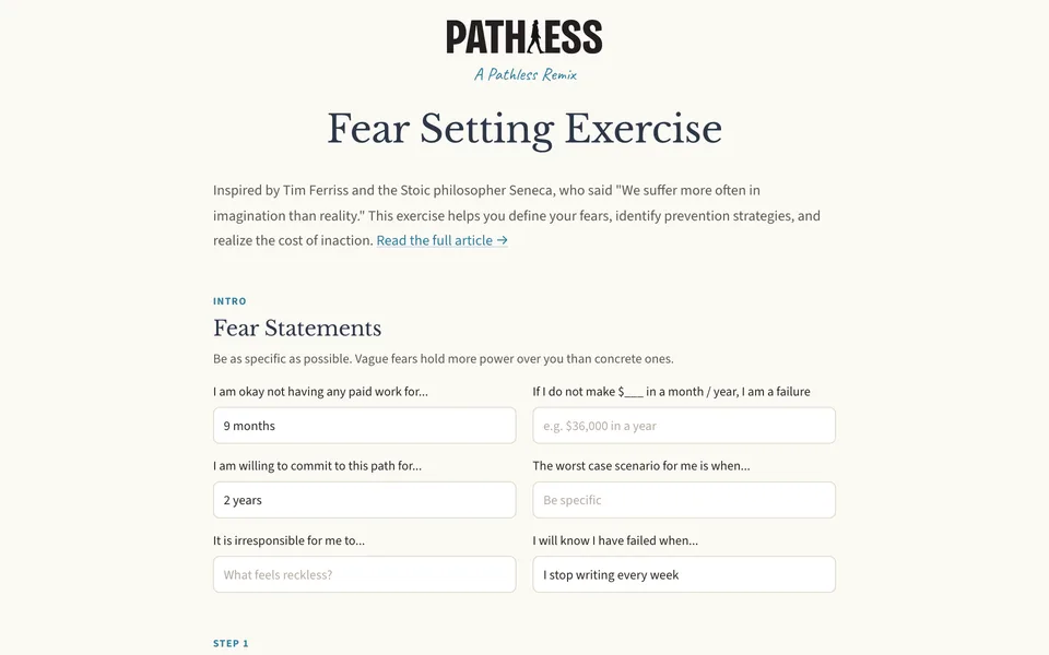 Fear Setting Exercise preview