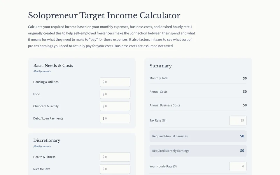Target Income Calculator preview