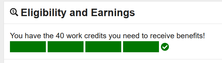 Social Security benefits estimate