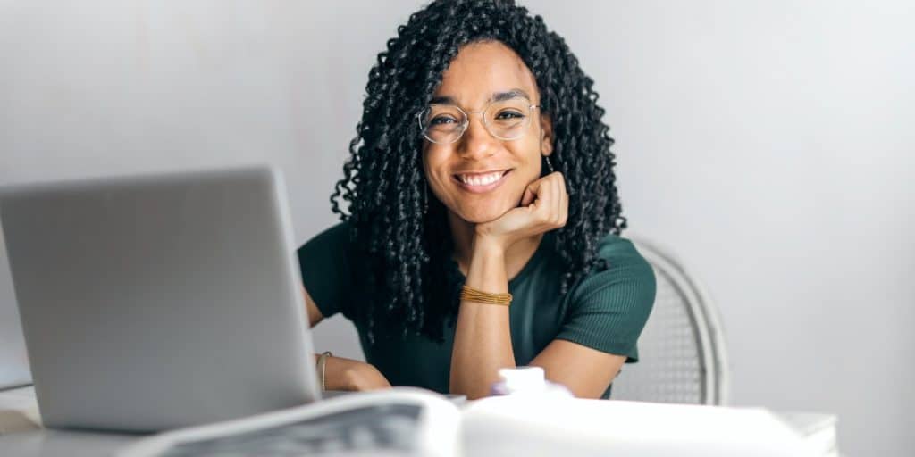 Happy person at work